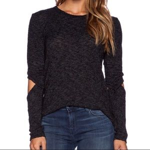 LNA Durango Black Marled Cutout Sweater